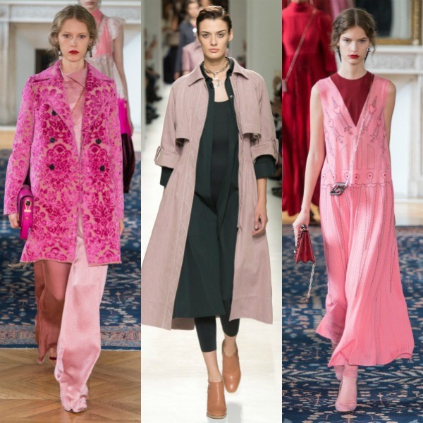 Image of three pink, spring runway looks for how to wear pink in spring