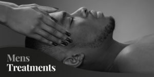 image of a man receiving a head massage for a banner for mens treatments