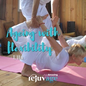 An image of Ulla Koivukoski practising yoga with her instructor.