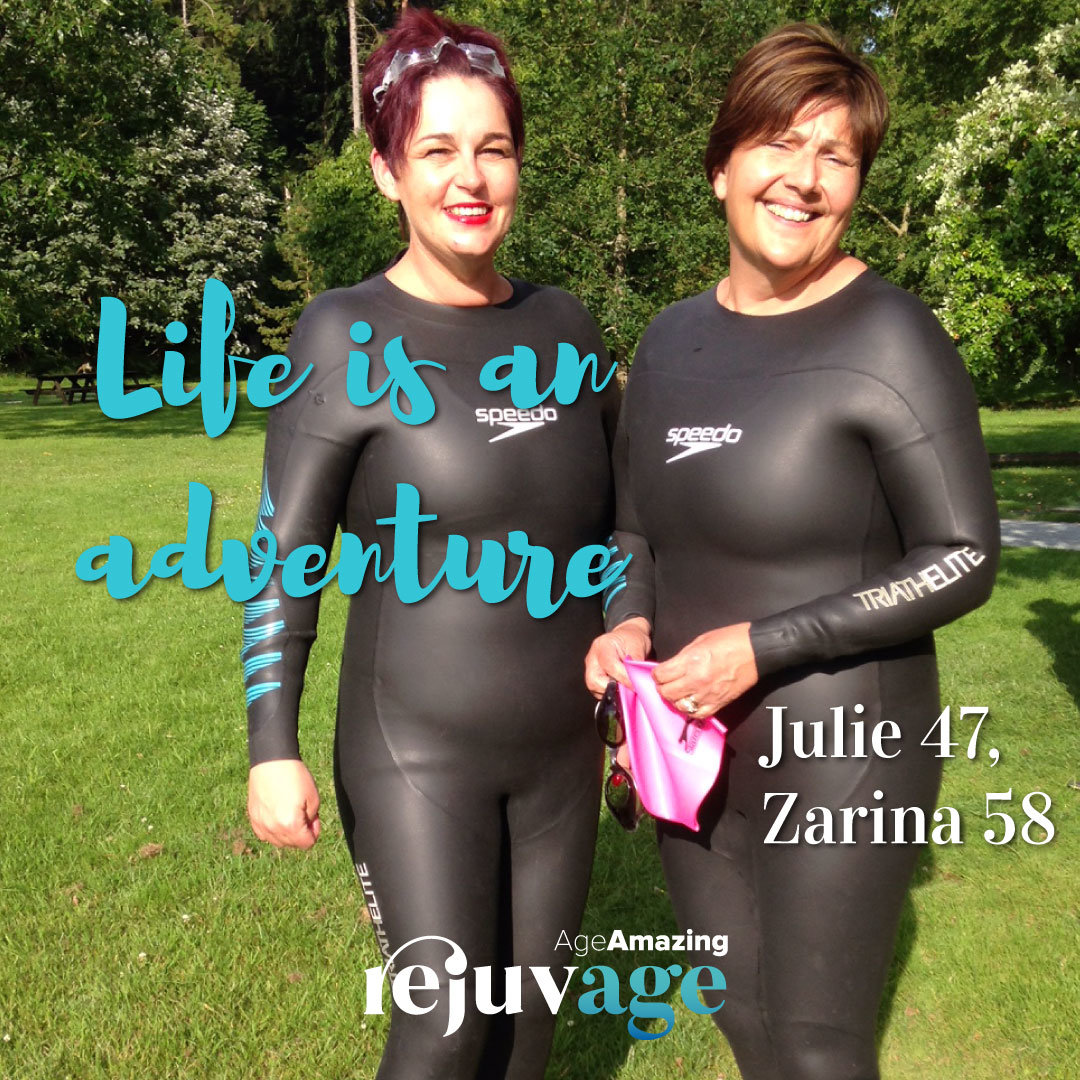 image of Zarina in a wetsuit for her age amazing profile about her ageing experiences