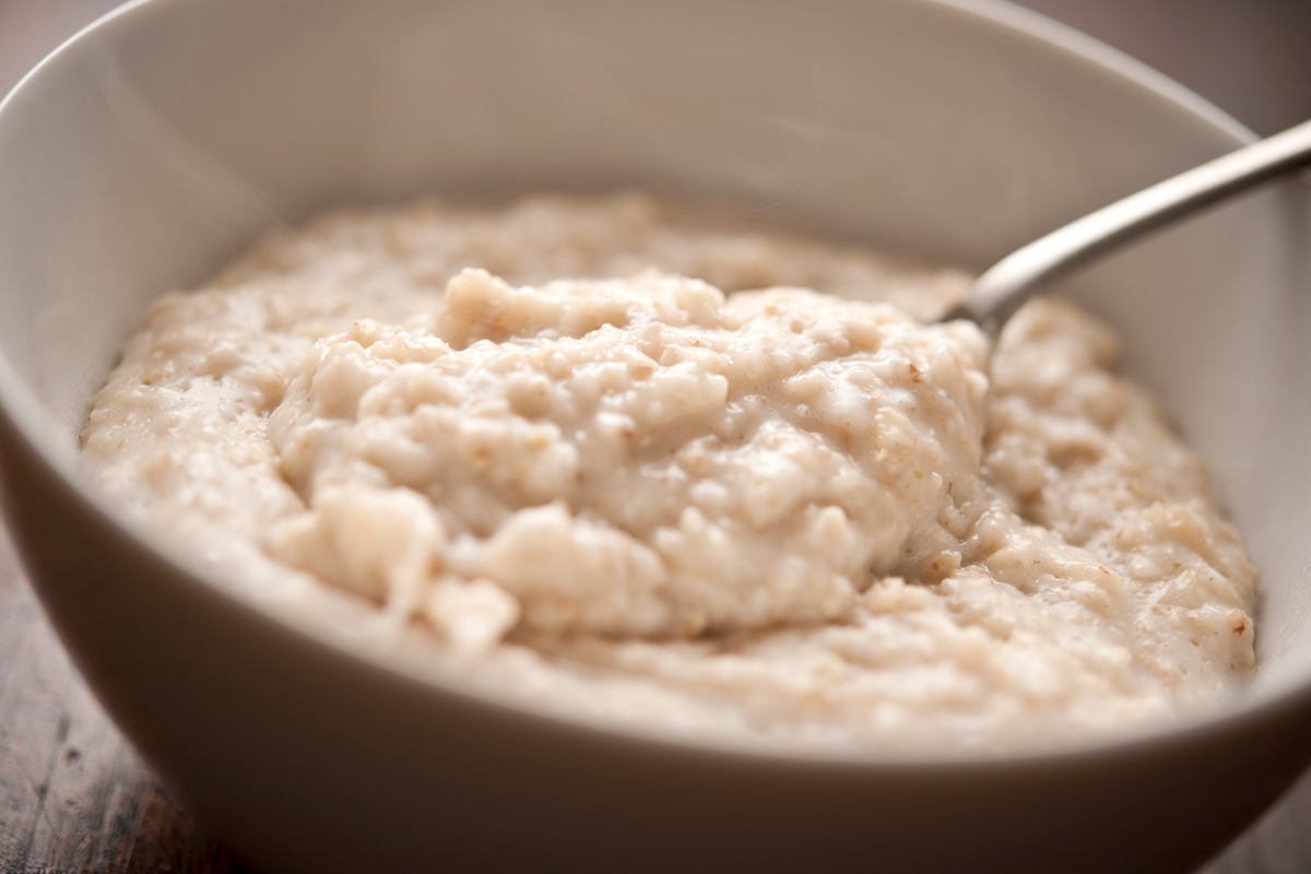 A close up image of oats, a healthy option for breakfast.