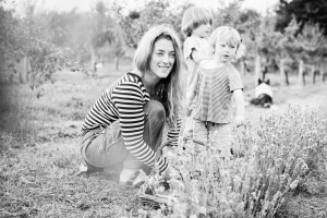 An image of founder of Make skincare, Mary Temperley with her children.