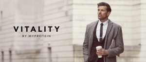 An image of the MyProtein promotional header for their new line, Vitality - health supplements for the older man.