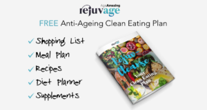 An image of the rejuv-cleanse guide for clean eating which includes a shopping list, meal plan, recipes, diet planner and supplement advice.