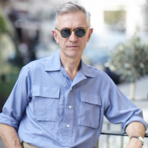 An image of middle aged David Evans aka Grey fox blog posing in his summer street style.