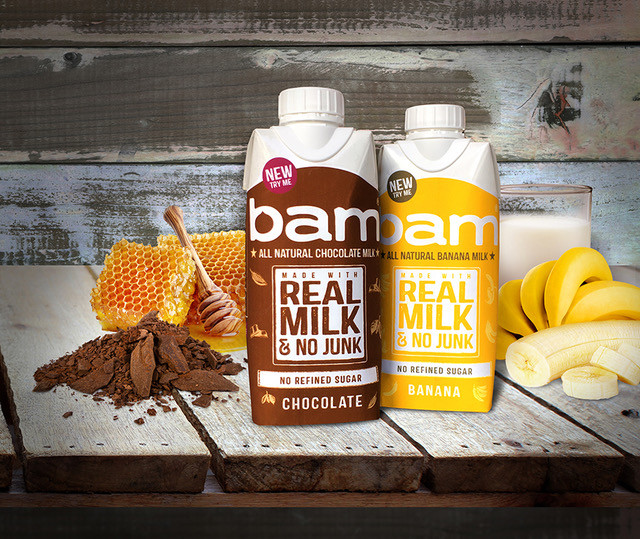An image of Bam all natural milk with no refined sugar.
