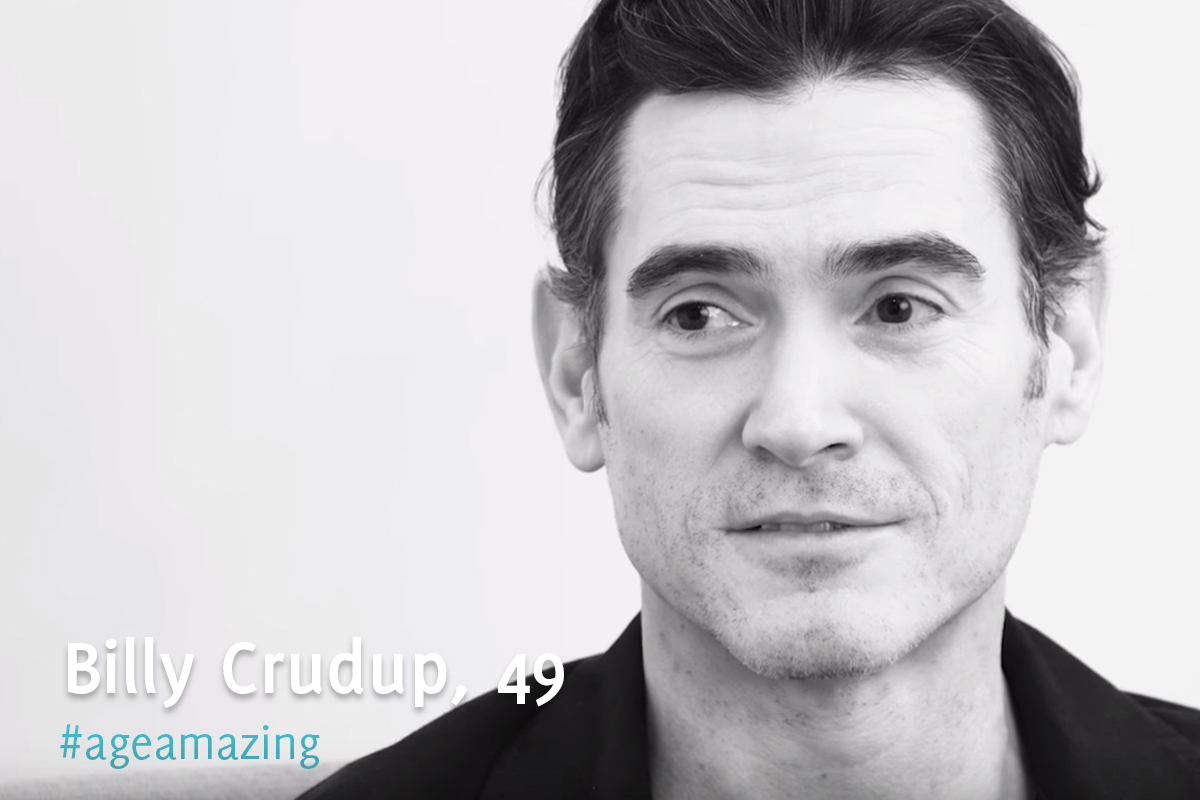 A black and white portrait image of 49-year-old Billy Crudup.