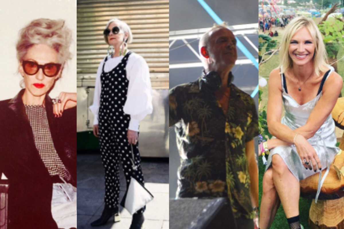A collage image of the over 40s: Linda Rodin, Iconaccidental, Fatboy slim and Jo Whiley.