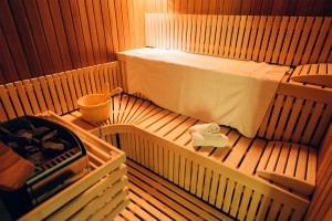 An image of a sauna to de-stress and sweat out toxins to aid the lymphatic system.