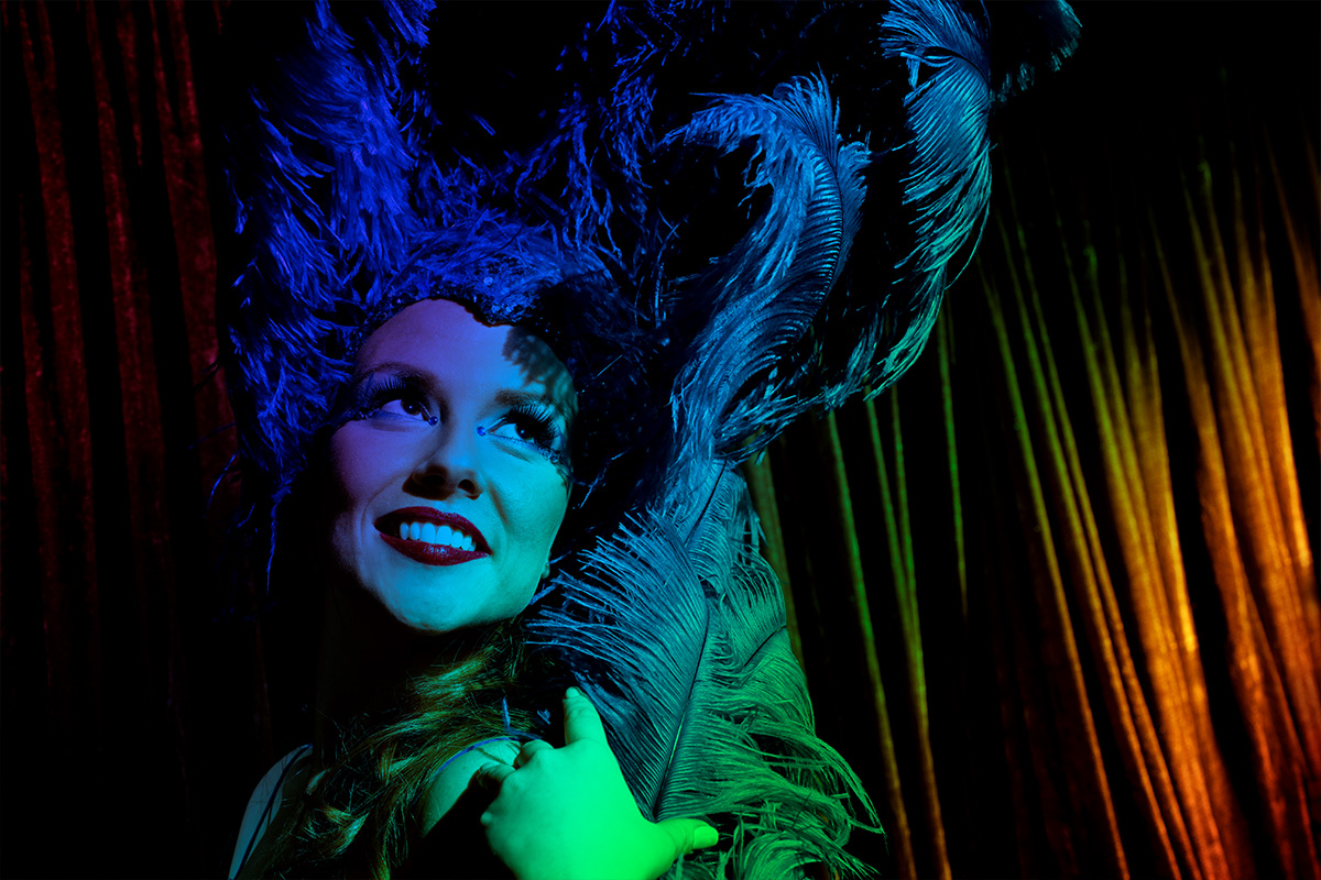 An image of a cabaret dancer backstage.