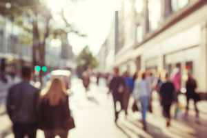 An out of focus image of a new street.