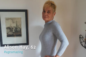 An image of 62-year-old Alison Hay for an age amazing profile.