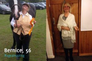 A before and after image of Bernice's weight transformation.