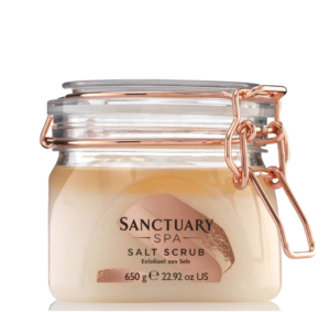 sanctuary spa salt scrub glass jar
