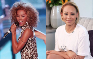 collage of Mel b from teen pop star to midlife tour