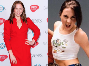 collage of Mel c as teen pop star and now in midlife