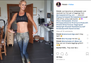 instagram post of fitkidd showing the results of her fitness journey