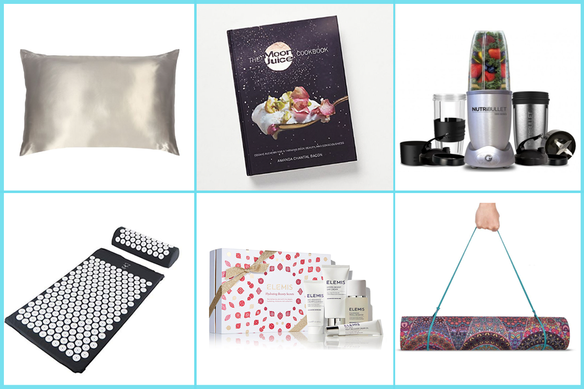 collage of self care wellness gifts