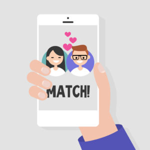 illustration of a couple matching on a dating website