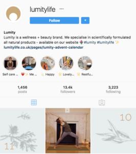 screen shot of Lumity Life instagram page