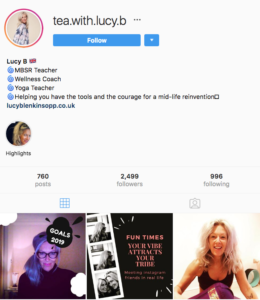 screen shot of Lucy B's instagram page