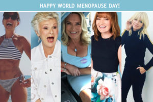 collage of happy and vibrant middle aged women celebrating world menopause day