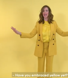 Trinny Woodall wearing a stylish all yellow suit