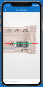 screen shot of a phone app scanning food barcode