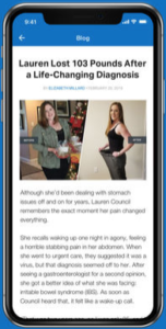 screen shot of Lauren weight loss story with help of apps