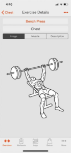 app with an illustration of a bench press
