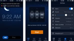 screen shots of app that sets your morning alarm for when you are lightly sleeping