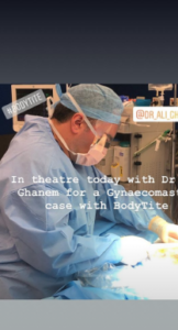 screen shot of an instagram story of a surgeon in theatre