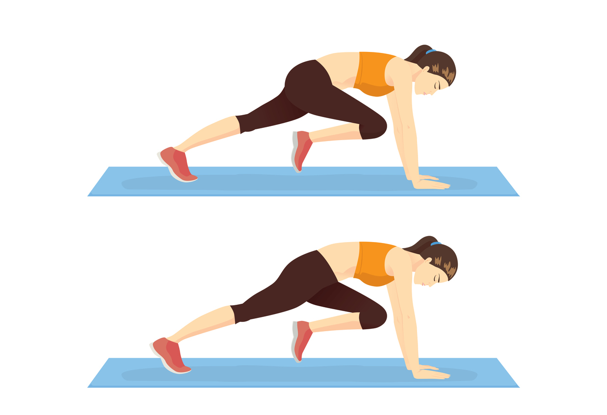 illustration of a woman doing an at home workout mountain climber