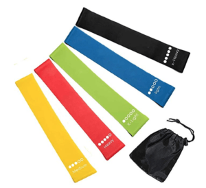 resistance bands in a variety of colours and weights