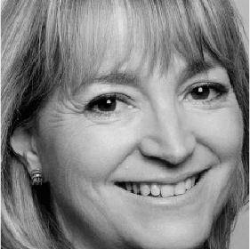 black and white headshot of Kathy