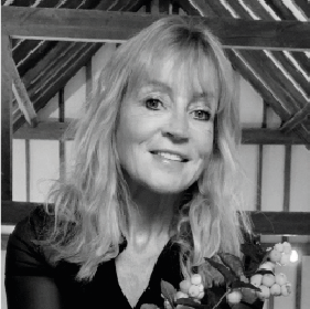 Black and white image of Louise smiling