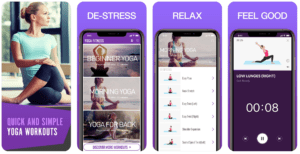 screen shots from a phone app that teaches yoga poses