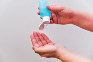hand sanitizer being used