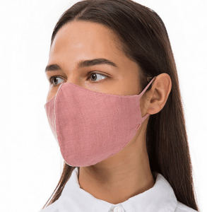 pink linen face mask