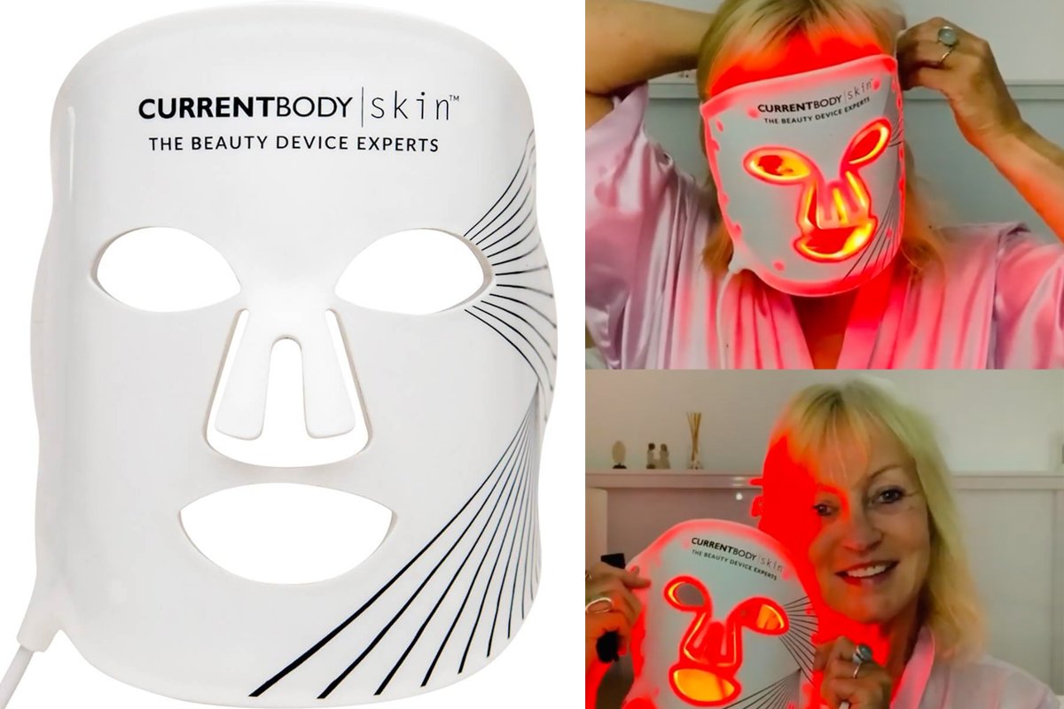 Louise trying out a light therapy mask